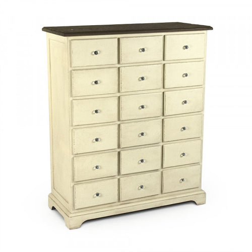 Zentique Gabriel Chest With White Drawers Reclaimed Top/Drawers, Distressed Off White Base