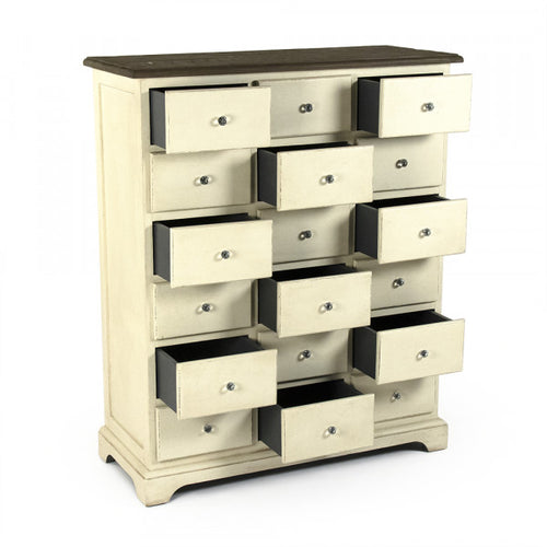 Zentique Gabriel Chest With White Drawers Reclaimed Top/Drawers, Distressed Off White Base