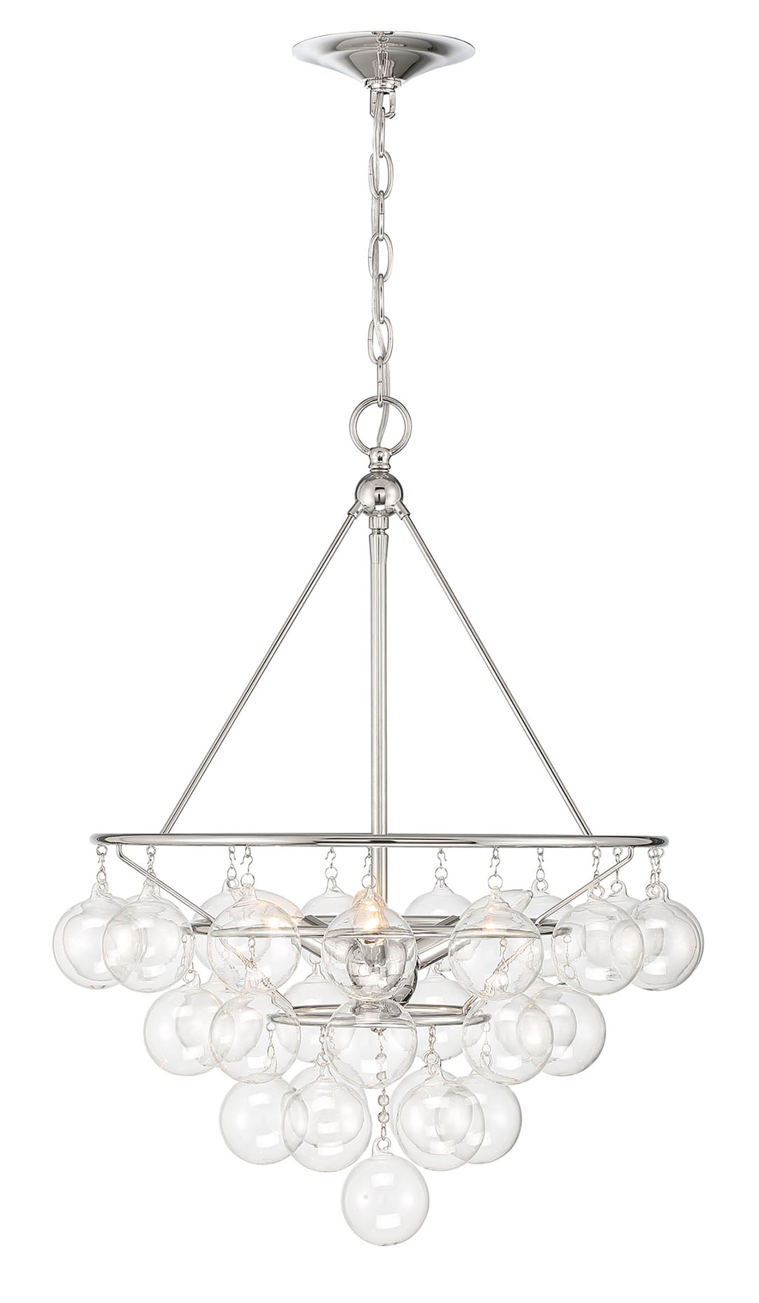 Lumanity Isla 3 Light Nickel And Glass Contemporary Chandelier