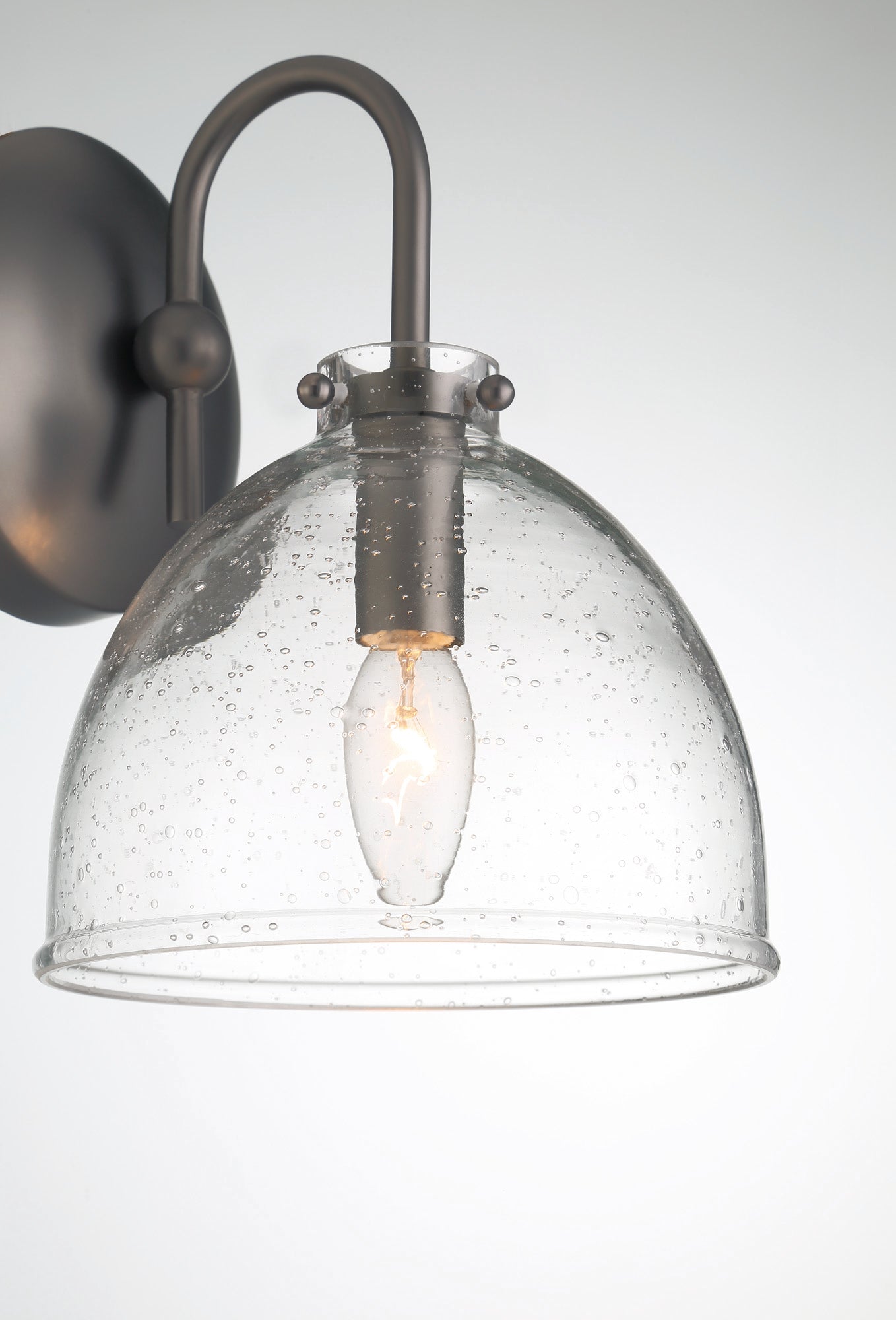 Lumanity Quinn Seeded Glass 7" Dome Dark Graphite Bronze Wall Sconce Light