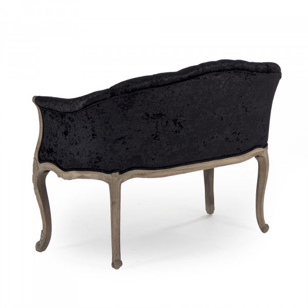 Zentique Aadi 2 Seater Chair Black Crushed Black Velvet