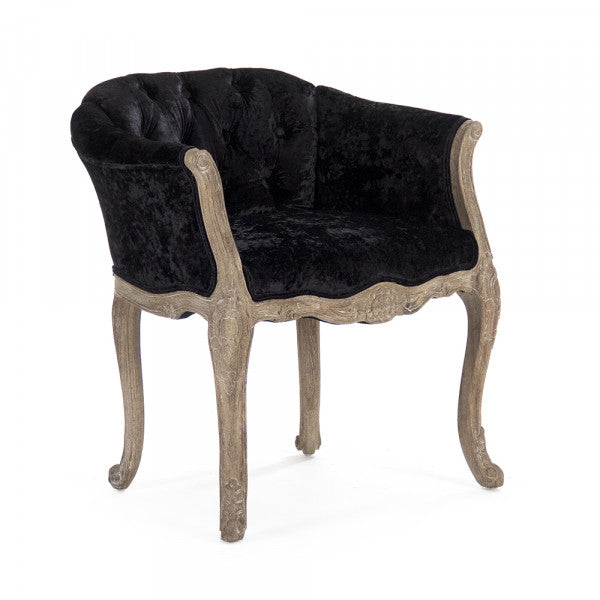 Zentique Aadi Single Seater Chair Crushed Black Velvet