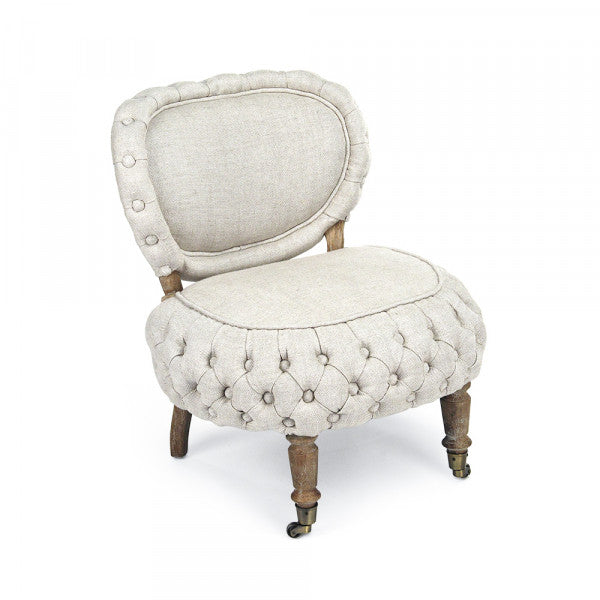 Zentique Sylvie Tufted Chair Cream Natural Linen