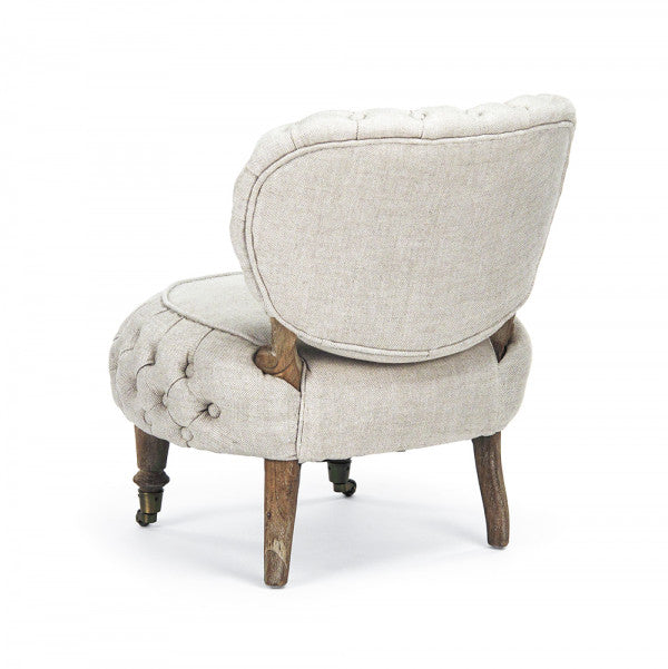 Zentique Sylvie Tufted Chair Cream Natural Linen