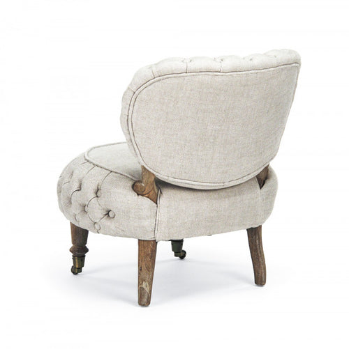 Zentique Sylvie Tufted Chair Cream Natural Linen