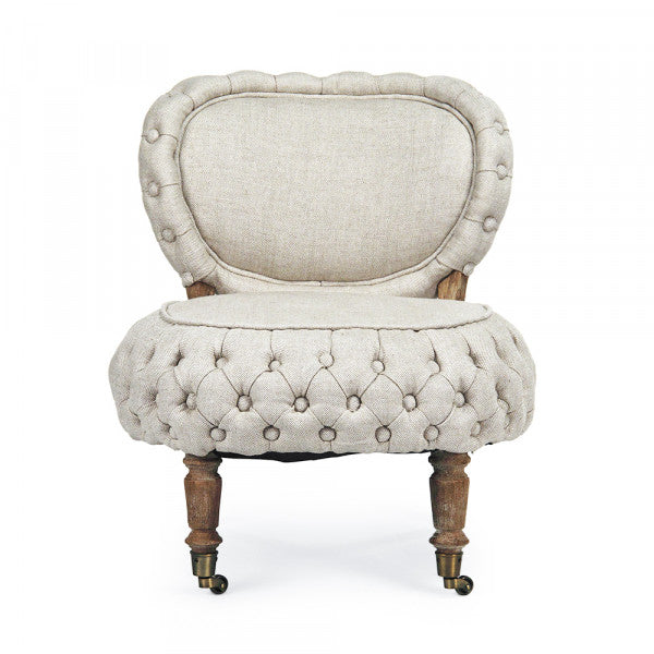 Zentique Sylvie Tufted Chair Cream Natural Linen