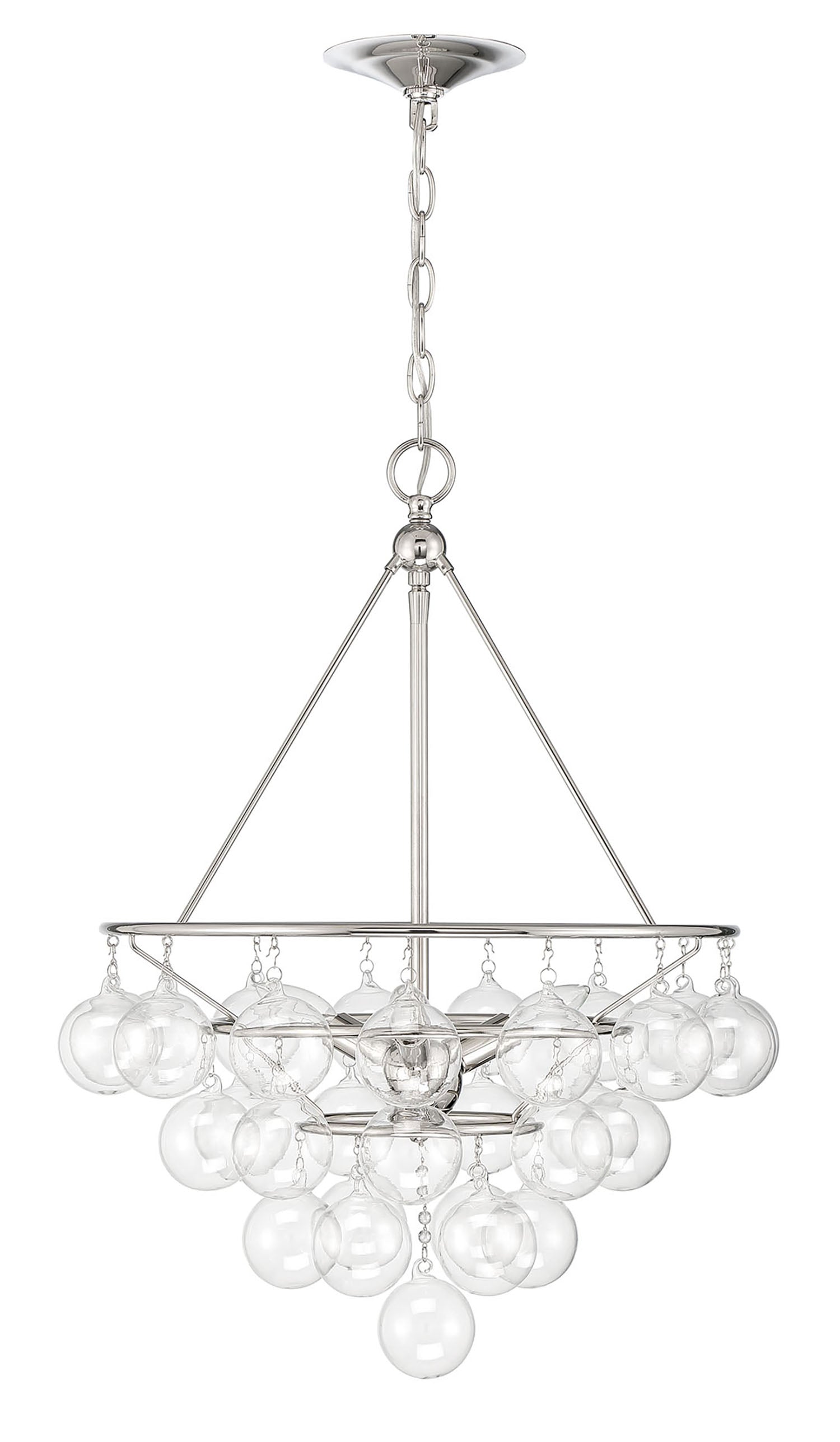 Lumanity Isla 3 Light Nickel And Glass Contemporary Chandelier