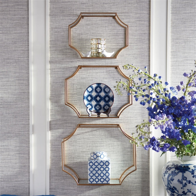Hudson Mirrored Wall Shelves, Set Of 3