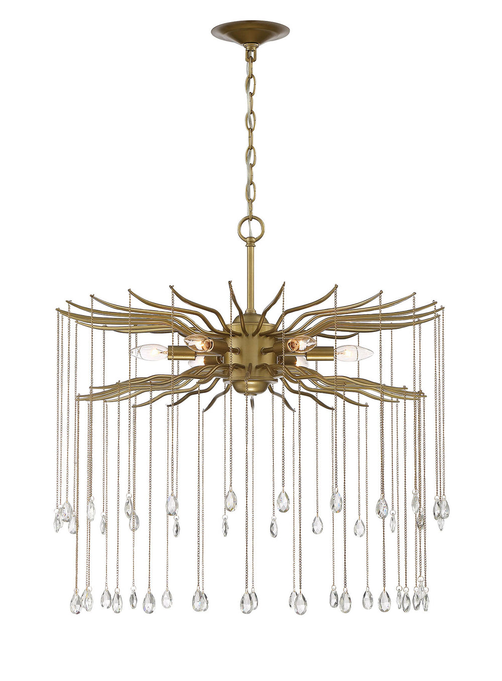 Lumanity Lark 6 Light Round Statement Brass And Crystal Chandelier
