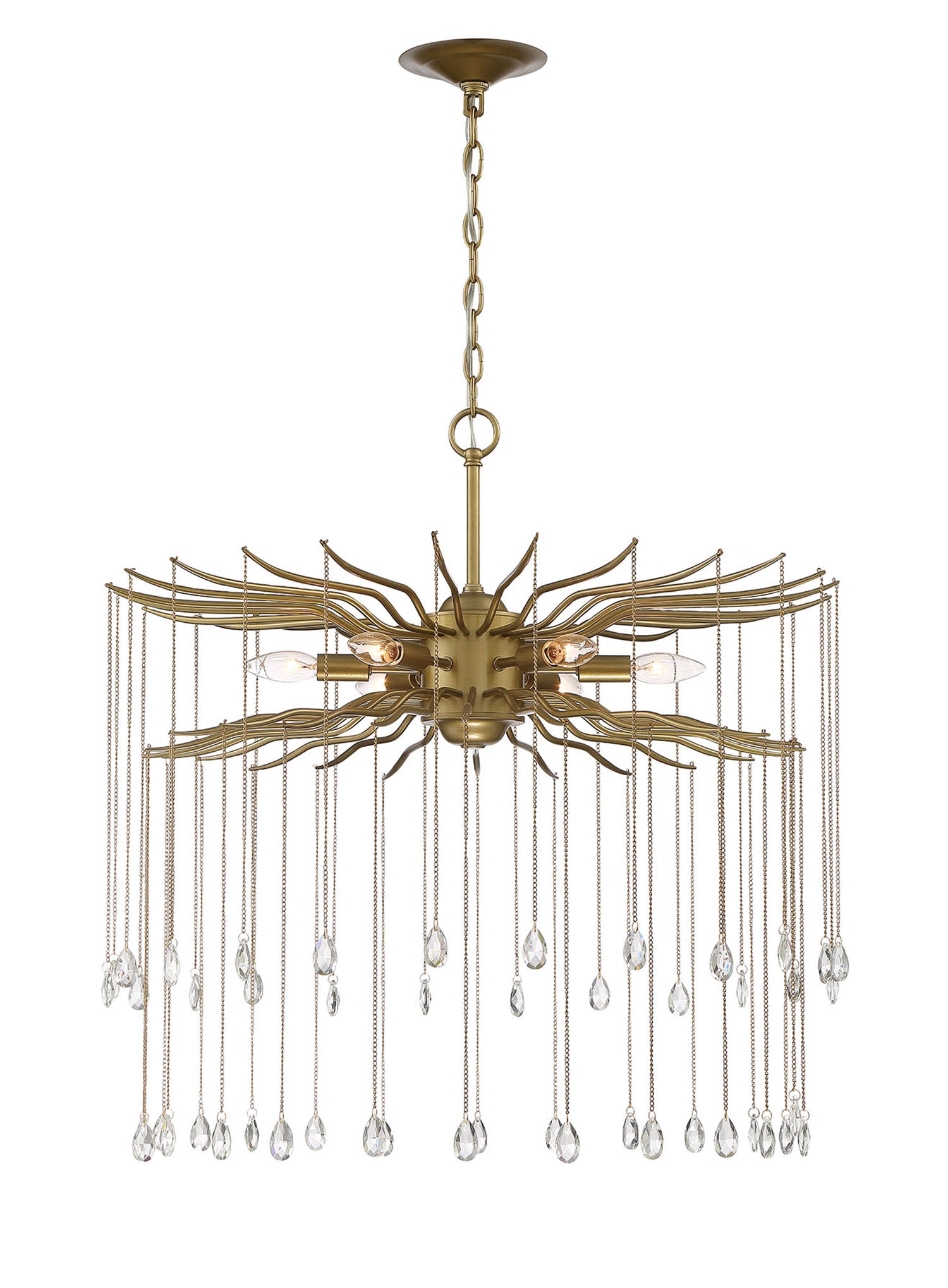 Lumanity Lark 6 Light Round Statement Brass And Crystal Chandelier
