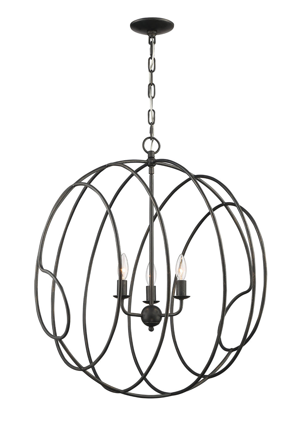 Lumanity Conduit Large 3 Light Industrial Orb Chandelier