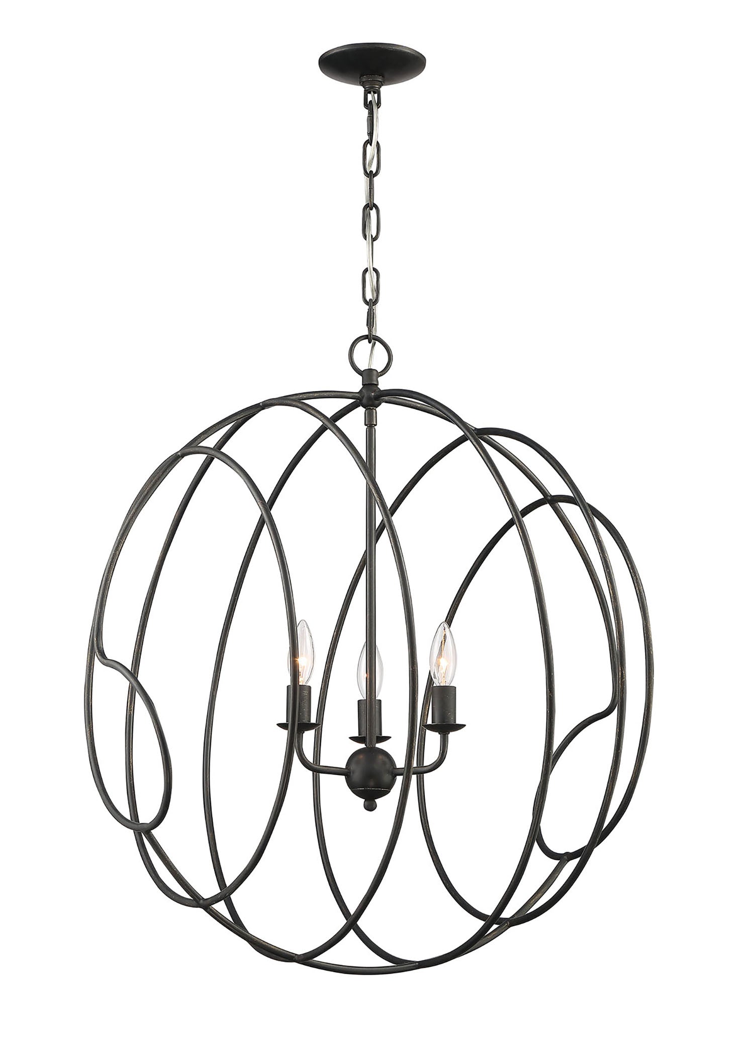 Lumanity Conduit Large 3 Light Industrial Orb Chandelier