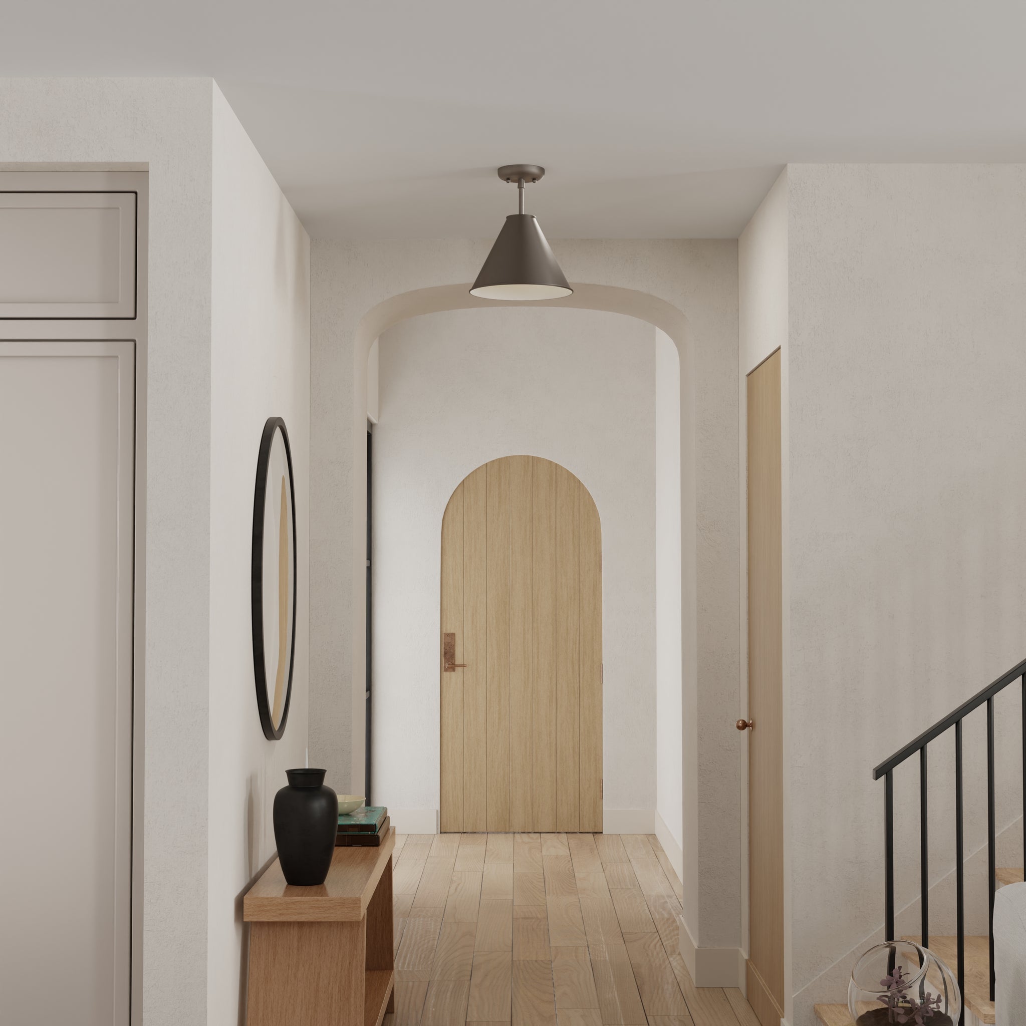 Lumanity Lincoln Tapered Metal 11" Dark Graphite Bronze Semi Flush Mount Ceiling Light