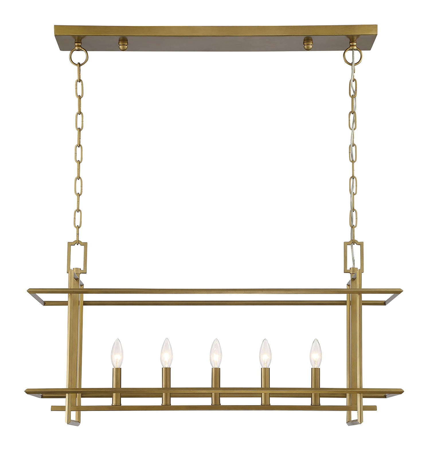Lumanity Ormand 5 Light Brass Linear Kitchen Island Pendant