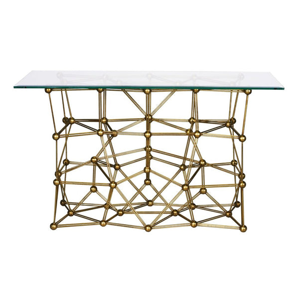 Worlds Away Molecule Console Table With Glass Top