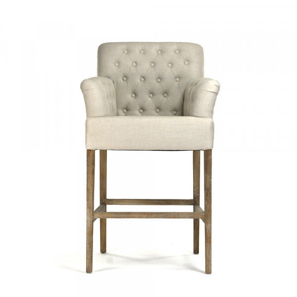 Zentique Barrois Bar Stool Natural Linen, Jute