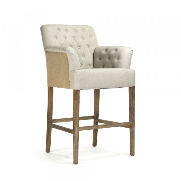Zentique Barrois Bar Stool Natural Linen, Jute