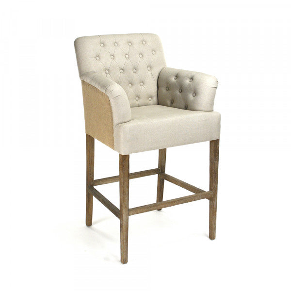 Zentique Barrois Bar Stool Natural Linen, Jute
