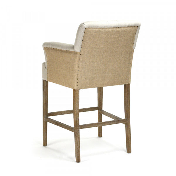 Zentique Barrois Bar Stool Natural Linen, Jute