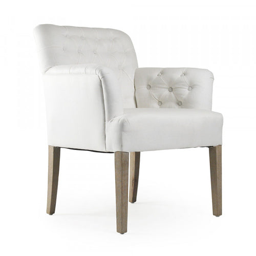 Zentique Barrois Tufted Arm Chair in White