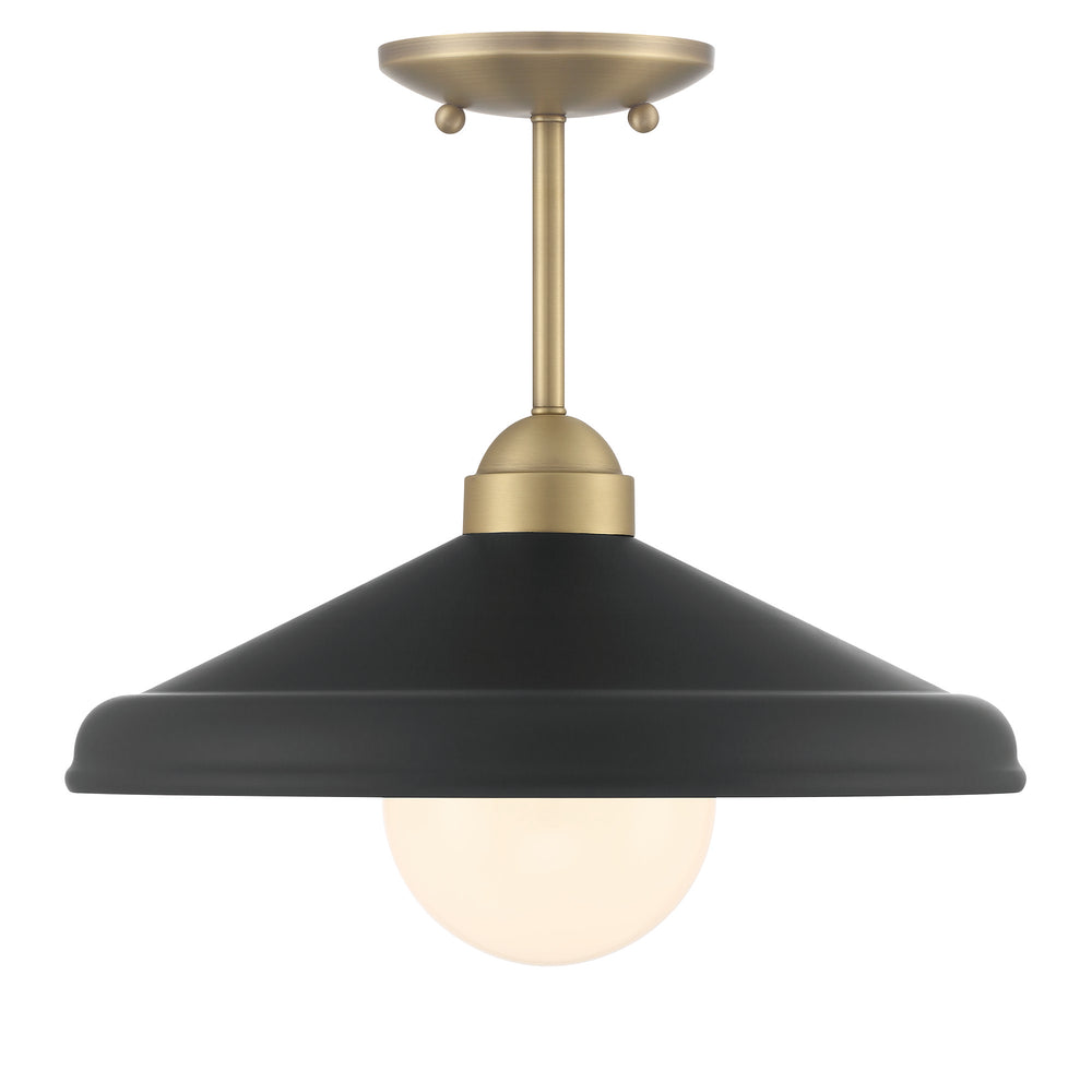 Lumanity Brooks Matte Black 14" Semi Flush Mount Ceiling Barn Light
