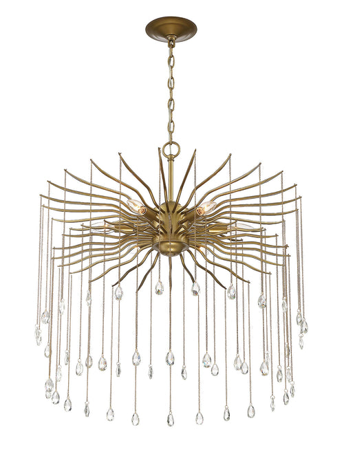 Lumanity Lark 6 Light Round Statement Brass And Crystal Chandelier