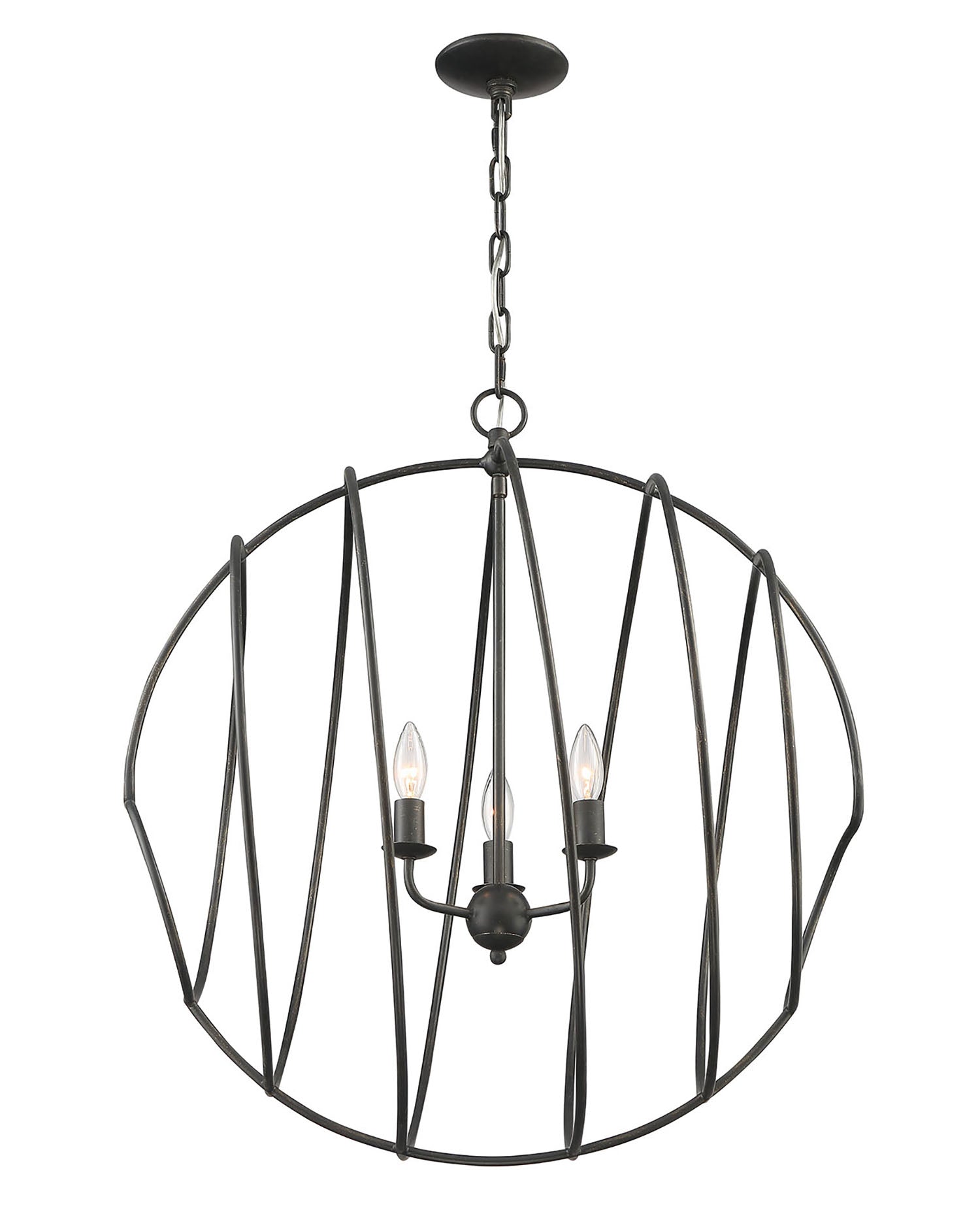 Lumanity Conduit Large 3 Light Industrial Orb Chandelier