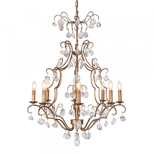 Zentique Crystal Pendant Chandelier Large Gold Leaf