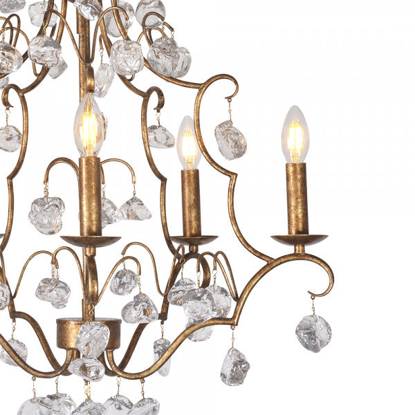Zentique Crystal Pendant Chandelier Large Gold Leaf