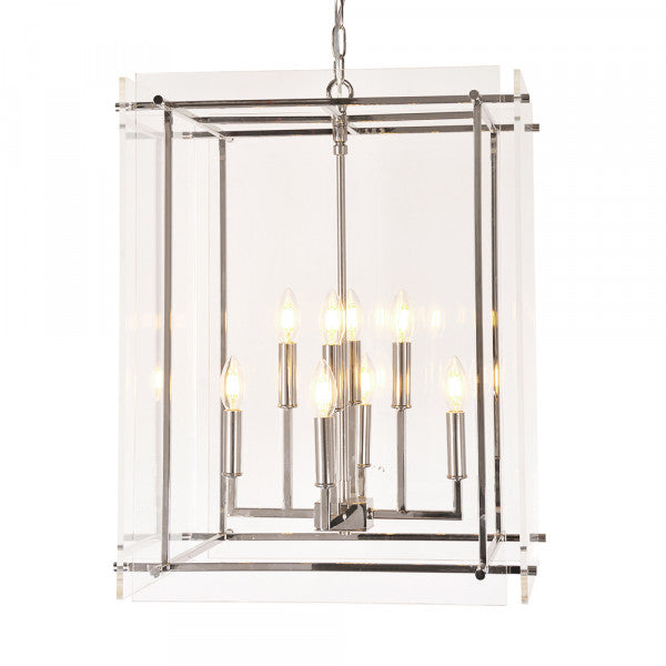 Zentique Acrylic Box On Chrome Pendant Light Large Chrome, Clear