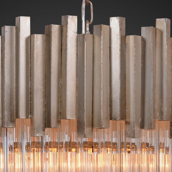 Zentique 5 Tier Crystal Chandelier Distressed Gold, Clear Glass