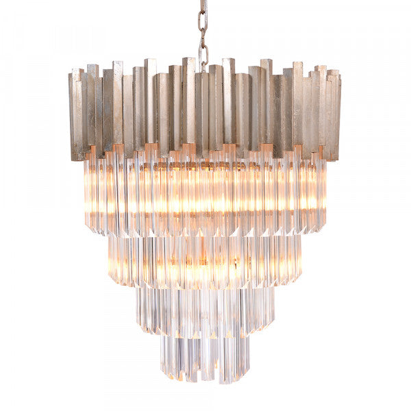 Zentique 5 Tier Crystal Chandelier Distressed Gold, Clear Glass