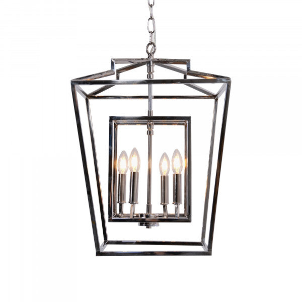 Zentique Geometric Metal Pendant Light Chrome Stainless Steel