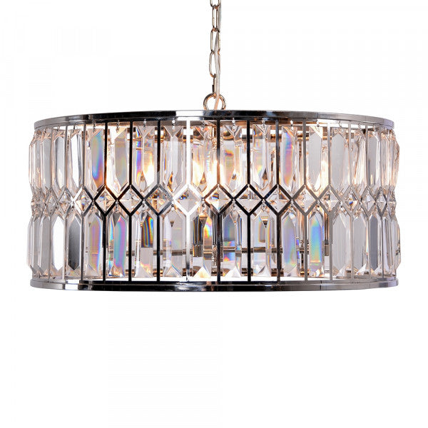 Zentique Crystal Drum Chandelier Chrome Stainless Steel