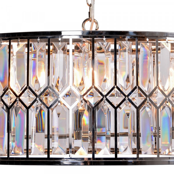 Zentique Crystal Drum Chandelier Chrome Stainless Steel