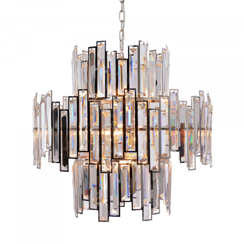 Zentique Abstract Crystal Chandelier Chrome Stainless Steel, Clear Crystal