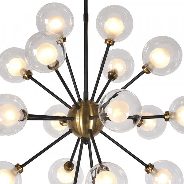 Zentique Globe Burst Pendant Light Large Matte Black, Gold, Clear Glass