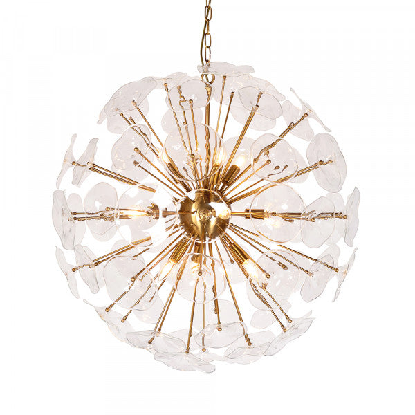 Zentique Petal Burst Pendant Light Large Gold, Clear Glass