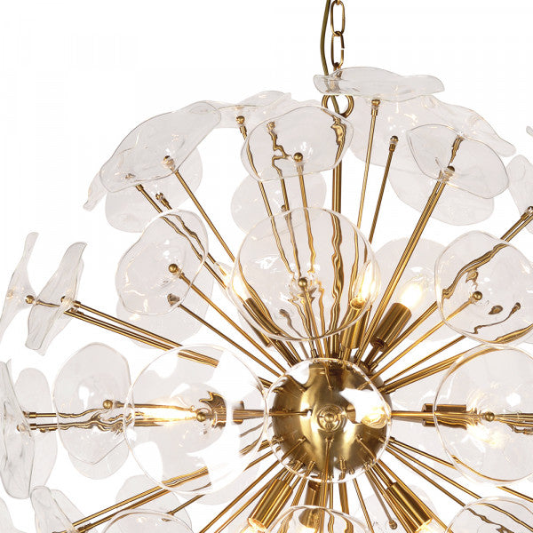 Zentique Petal Burst Pendant Light Large Gold, Clear Glass
