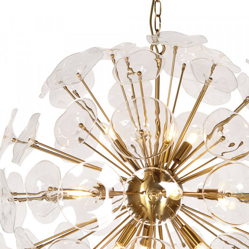 Zentique Petal Burst Pendant Light Large Gold, Clear Glass