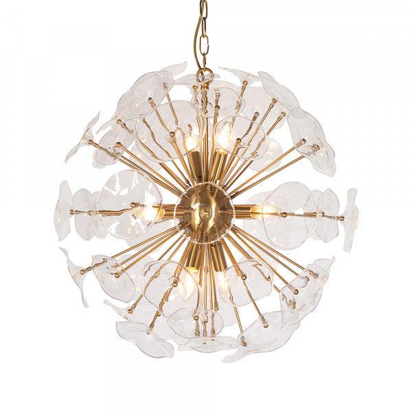 Zentique Petal Burst Pendant Light Gold, Clear Glass