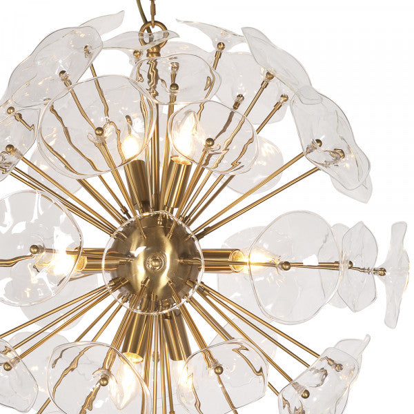 Zentique Petal Burst Pendant Light Gold, Clear Glass