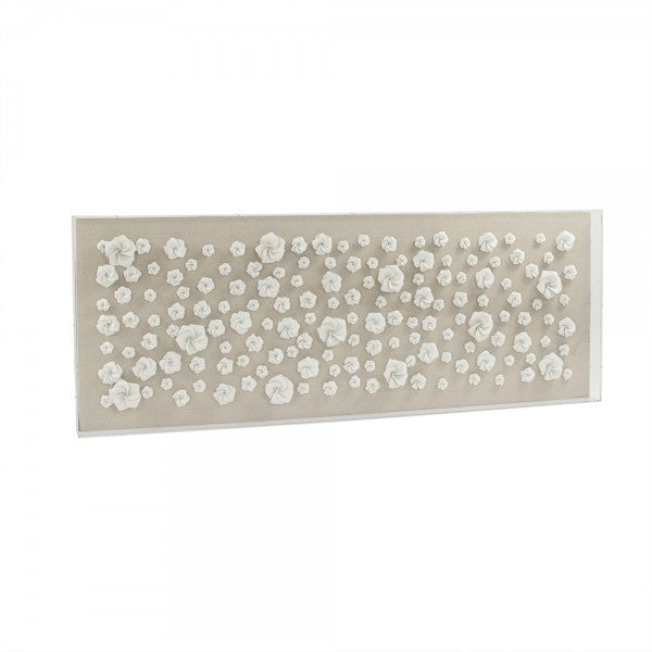 Zentique Flowers In Acrylic Wall Art White Flowers, Natural Linen