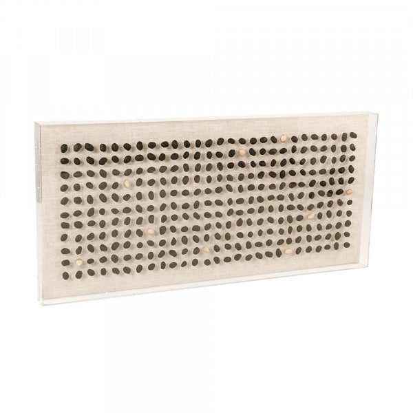 Zentique Gold/Black Stone Acrylic Framed Wall Art Large Black Gold Stones, Natural Linen