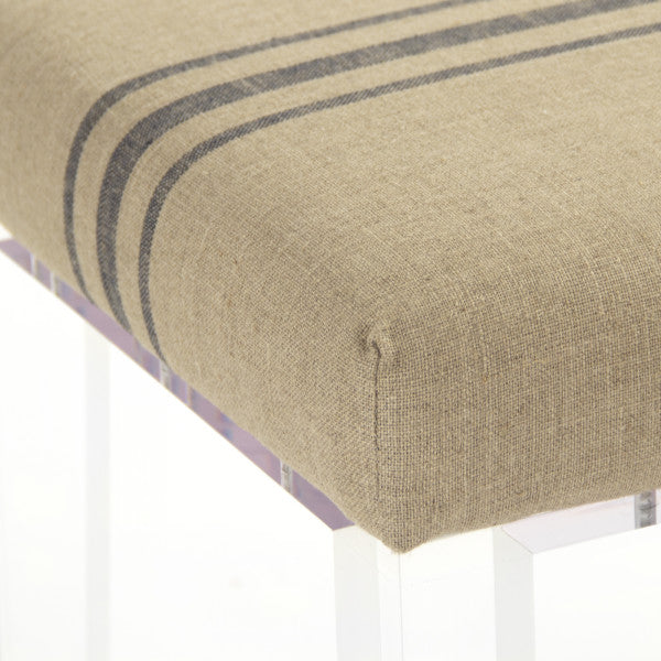 Zentique Emma Bench Natural Linen, Blue Stripe