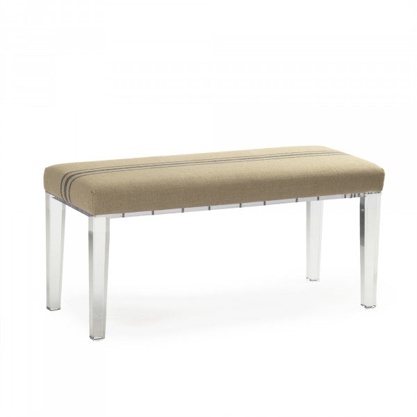Zentique Emma Bench Natural Linen, Blue Stripe