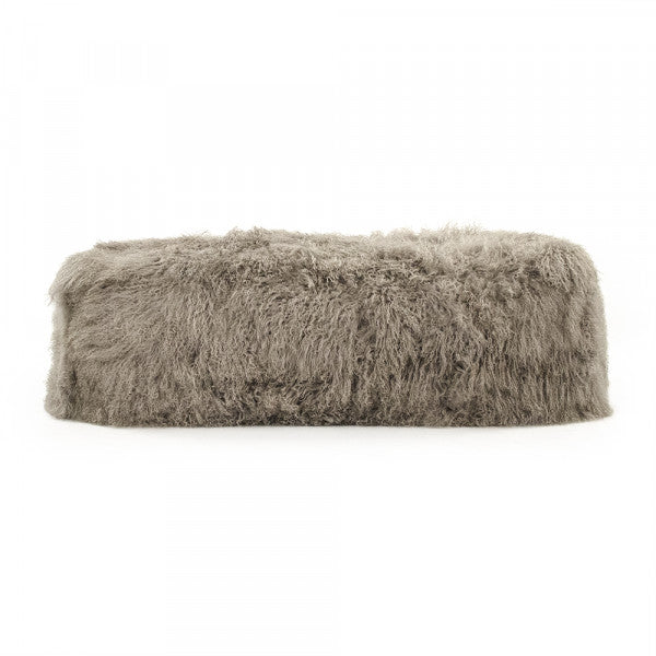 Zentique Tibetan Lamb Fur Bench, Light Grey