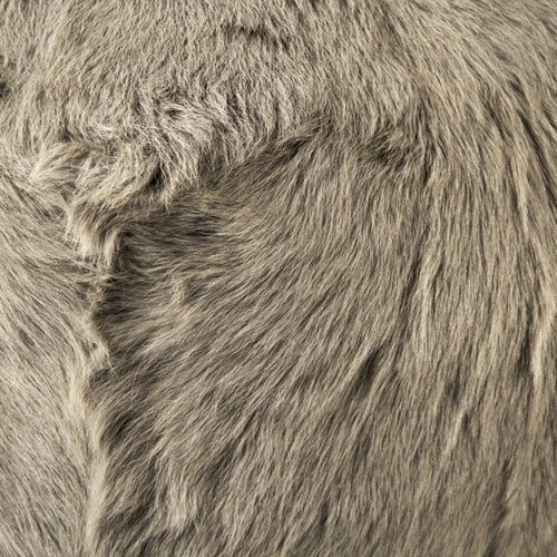 Zentique Tibetan Goat Fur Ottoman, Light Grey