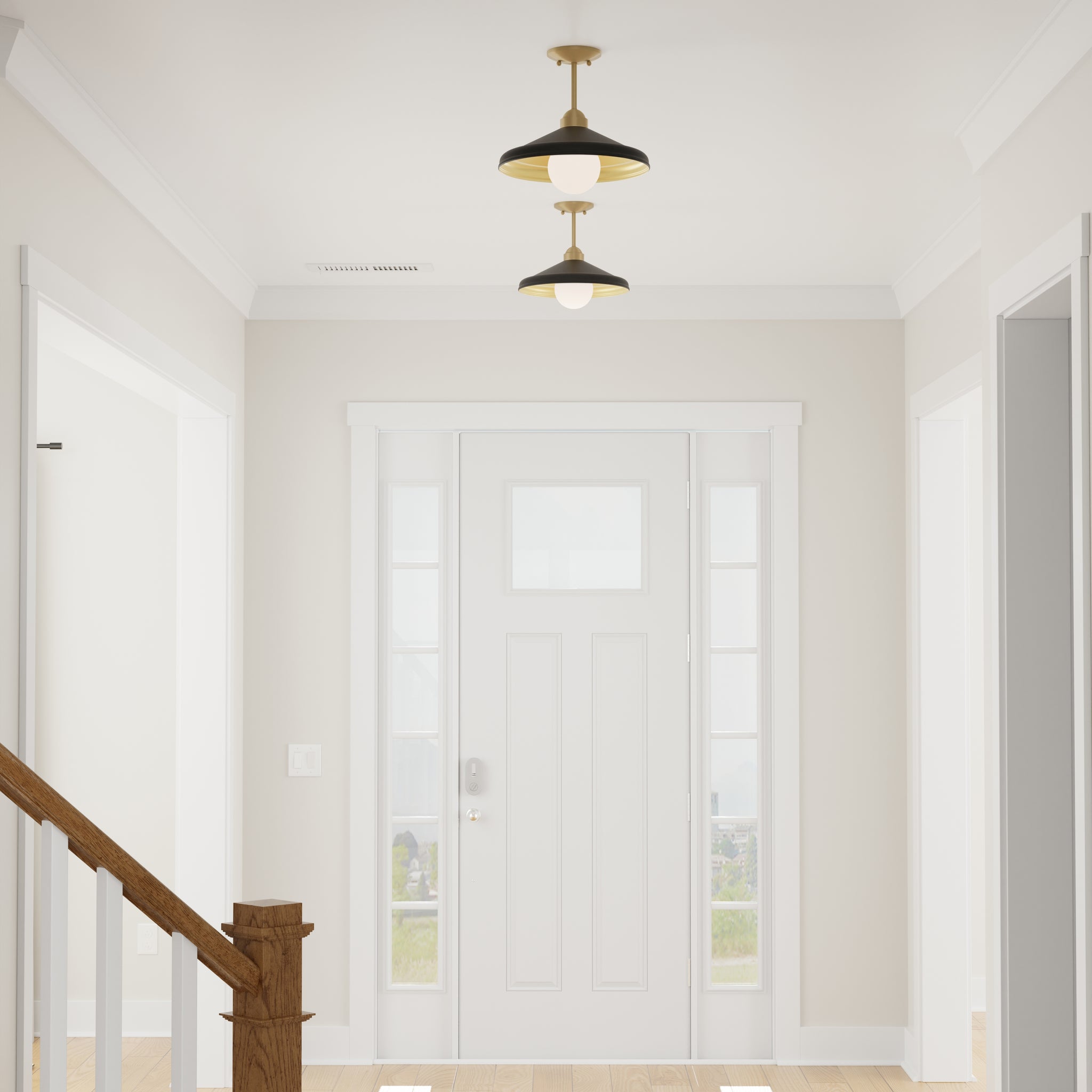 Lumanity Brooks Matte Black 14" Semi Flush Mount Ceiling Barn Light